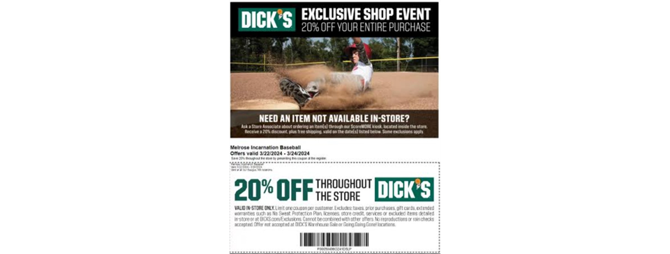 Dick's Sporting Good League Discount - Mar 22nd-24th